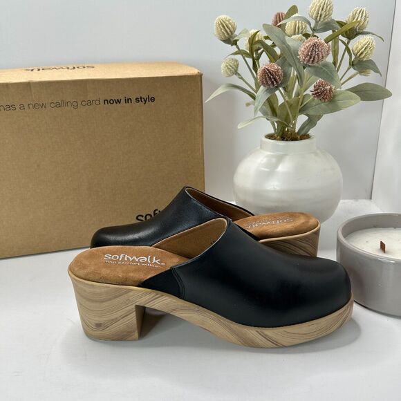 SoftWalk Felida Leather Clog Slip On Comfort Shoe Black S2405-001 Women's 6.5 M - Picture 9 of 13